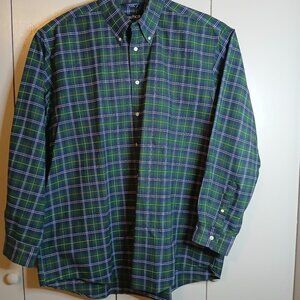 Nautica Men's XXL/TTG Long Sleeve Button Down Green Plaid Shirt (0755G3)